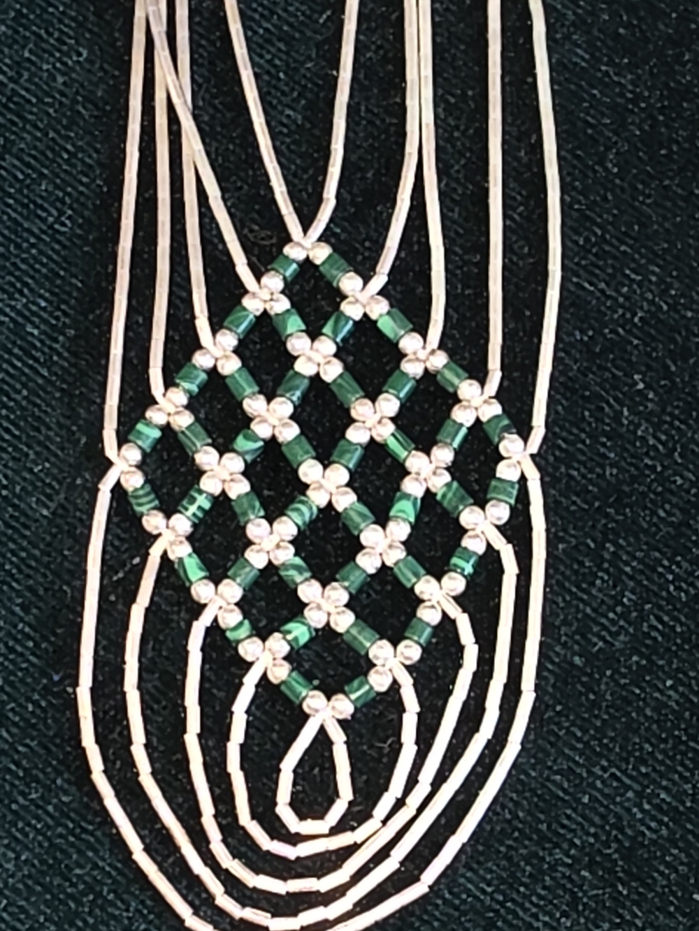 Delicate Green and Silver Beaded Statement Necklace